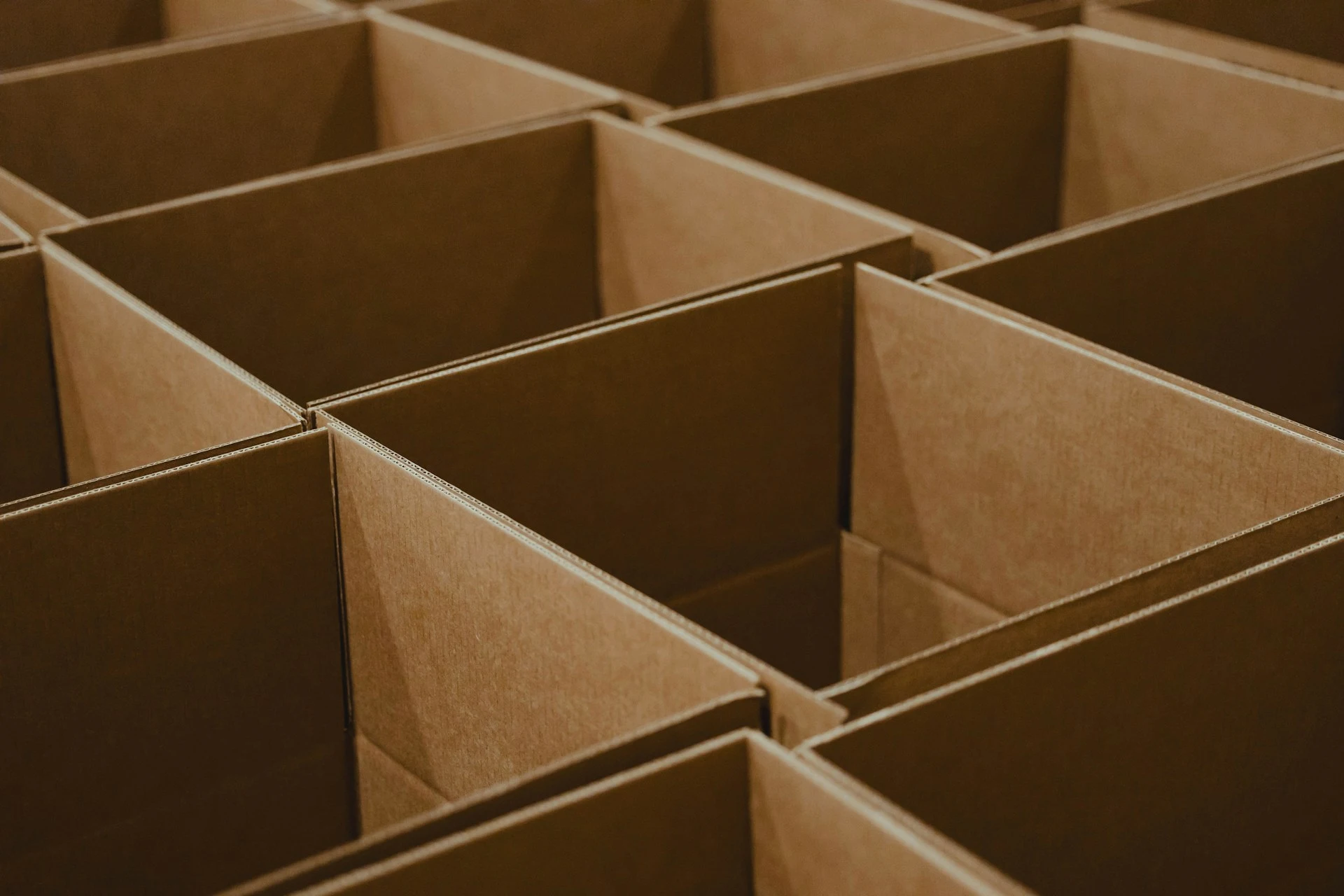 Open boxes ready for packing